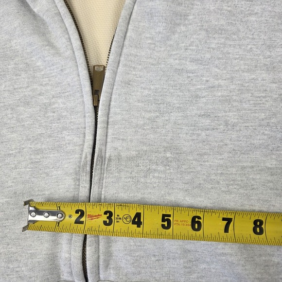 Carhartt Hoodie Mens XLT Gray Full Zip Thermal Lined Fleece Sweatshirt K129 - Picture 4 of 16